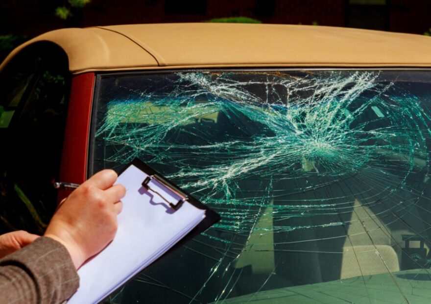 insurance agent filing windshield insurance claim