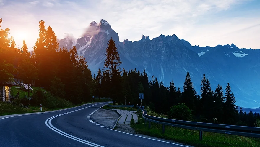 driving on a mountain road