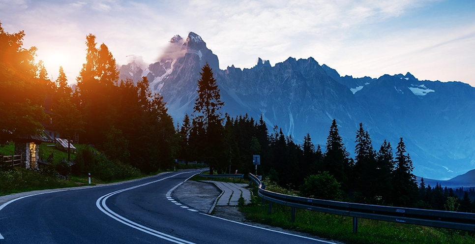 driving on a mountain road