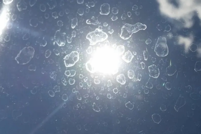 water spots on a windshield