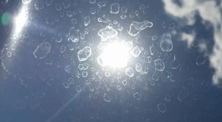 water spots on a windshield