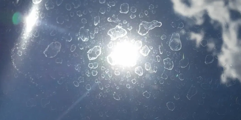water spots on a windshield