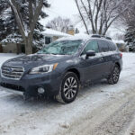 Snow and ice on a vehicle.